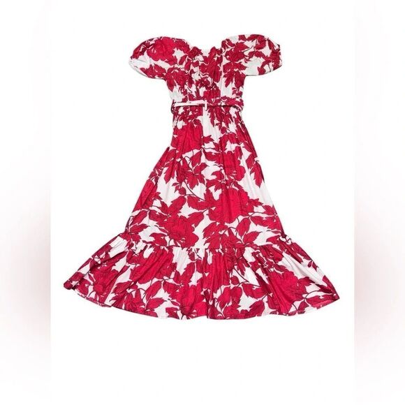 NWOT women’s LUSANA LEETA BELTED Rosa Reed & white floral midi DRESS xs small - Picture 5 of 10